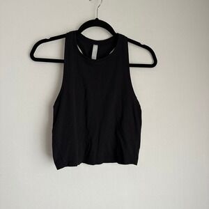Athleta Tank Top Black‎ Ribbed Racerback Cropped Athletic Gym Workout Small